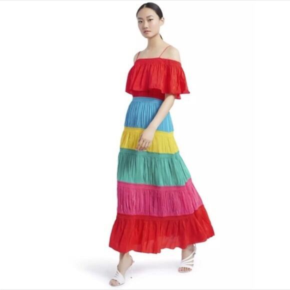 Alice + Olivia Dresses & Skirts - ALICE + OLIVIA Kia Rainbow Tiered Maxi Dress | Colorblock Resort Statement